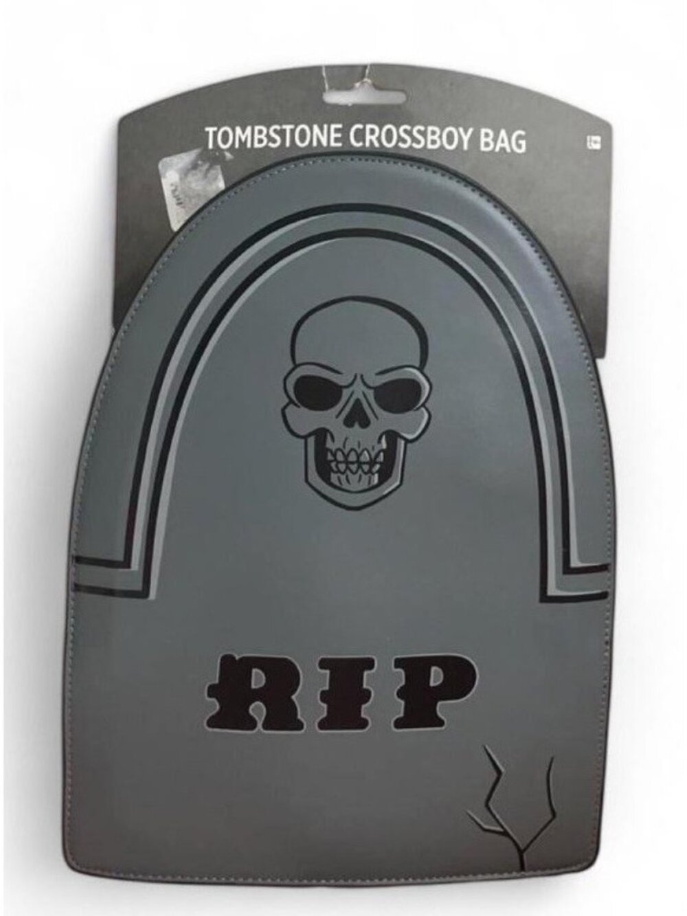 Tombstone Crossbody Bag Gray/Black Skull RIP Gothic Halloween Zip Silver HW